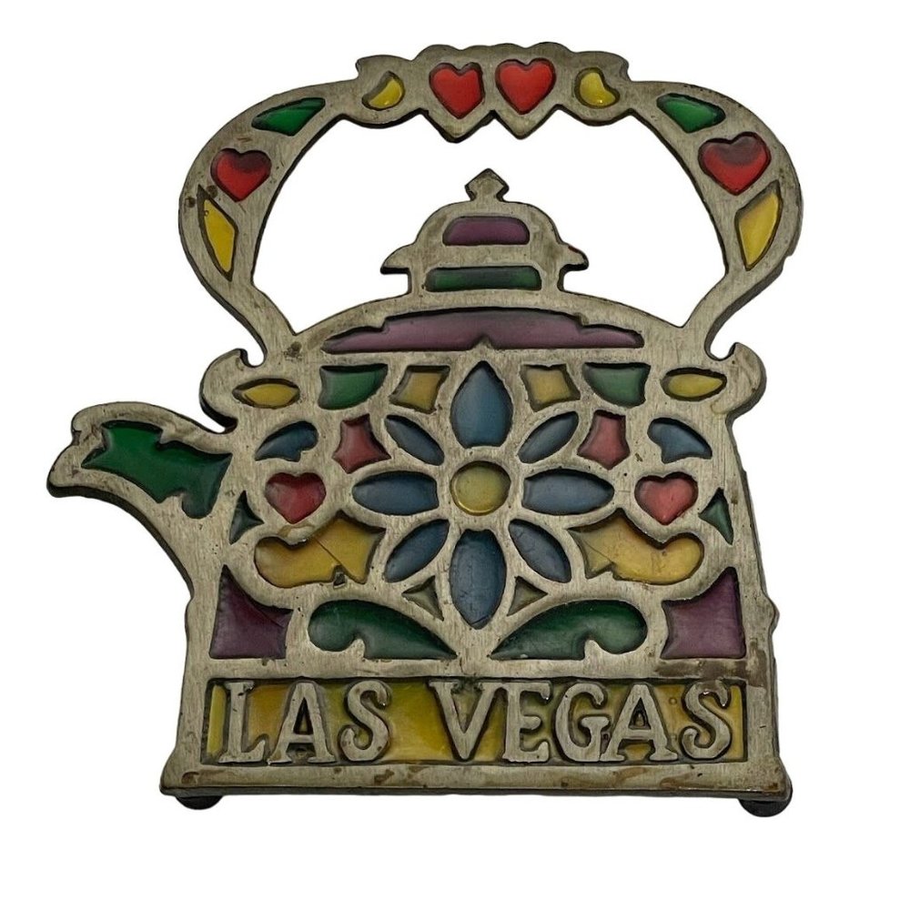 Las Vegas Colorful Stained Glass Iron Metal Decorative Trivet Wall Hanging Decor